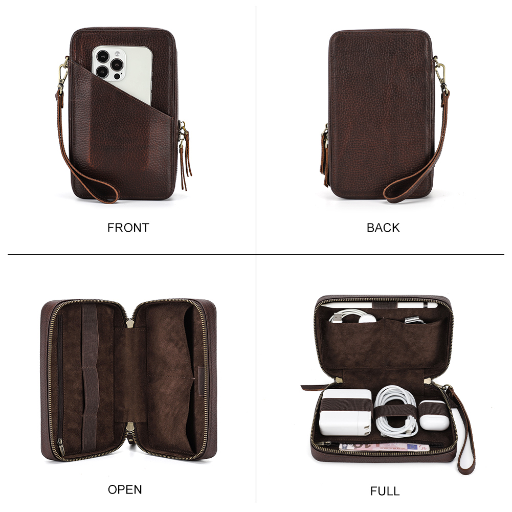 Genuine Leather Portable USB D - Electronics Gadgets Bag บทวิจารณ์และราคา
