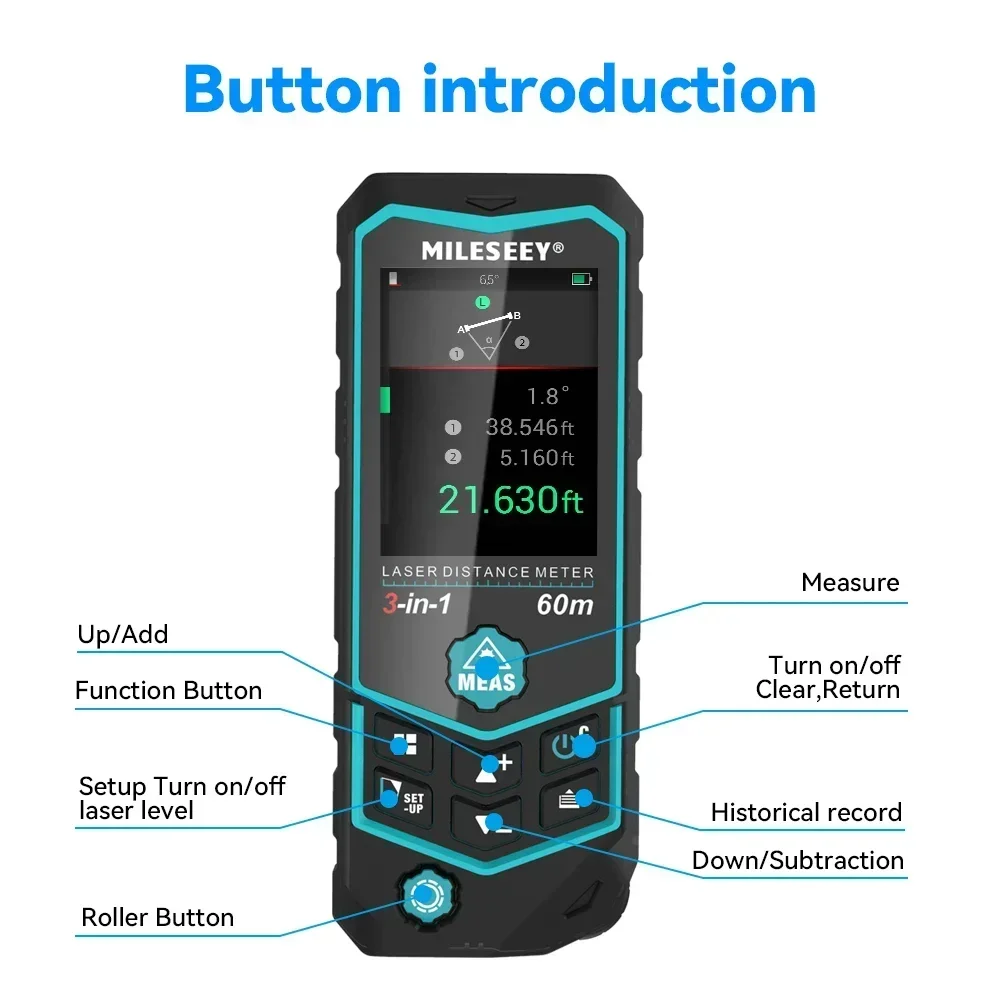 Mileseey R2B 60M USB Charging  - Laser Distance Measure บทวิจารณ์และราคา