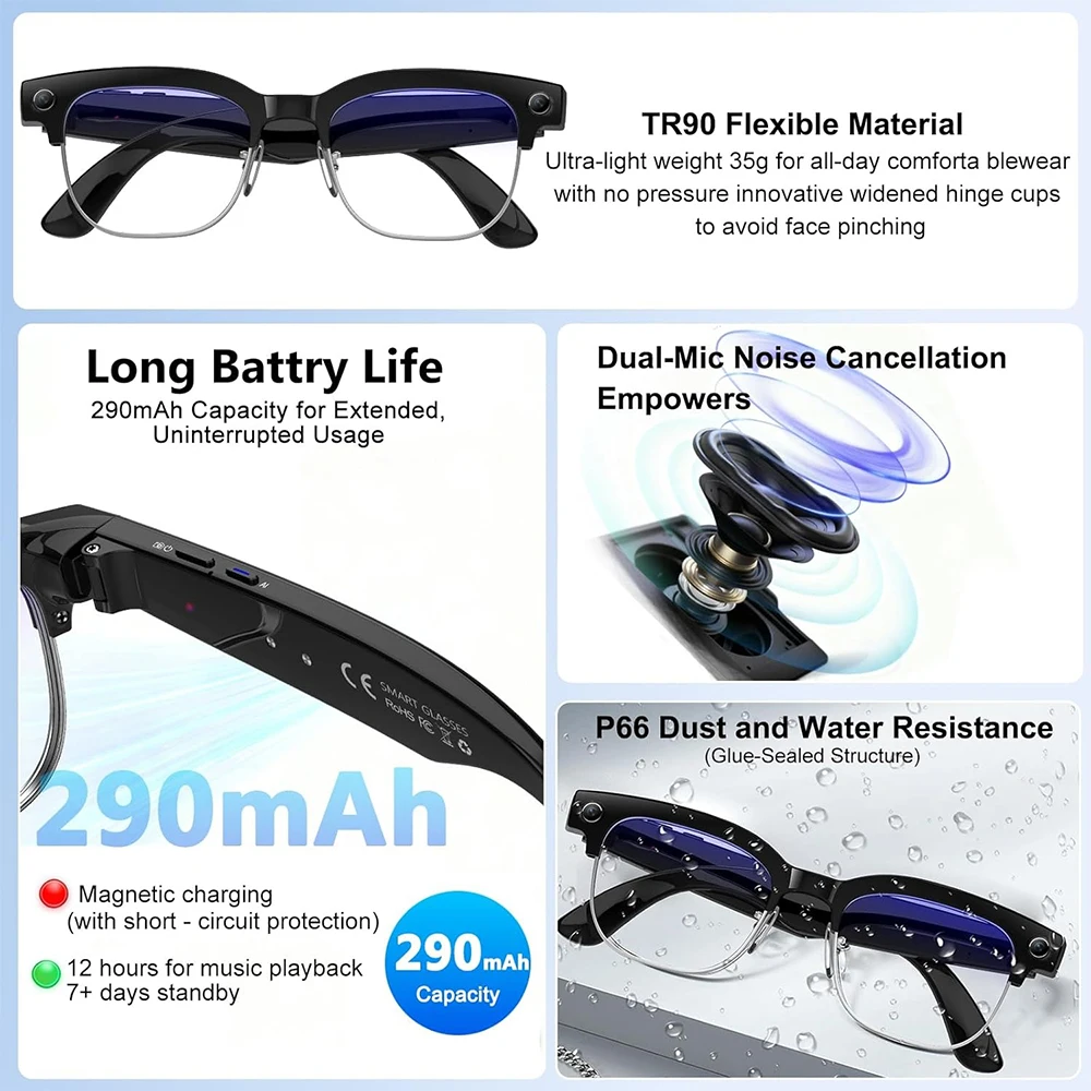 4K Smart AI Glasses 8MP Camera - Smart Glasses Ar บทวิจารณ์และราคา