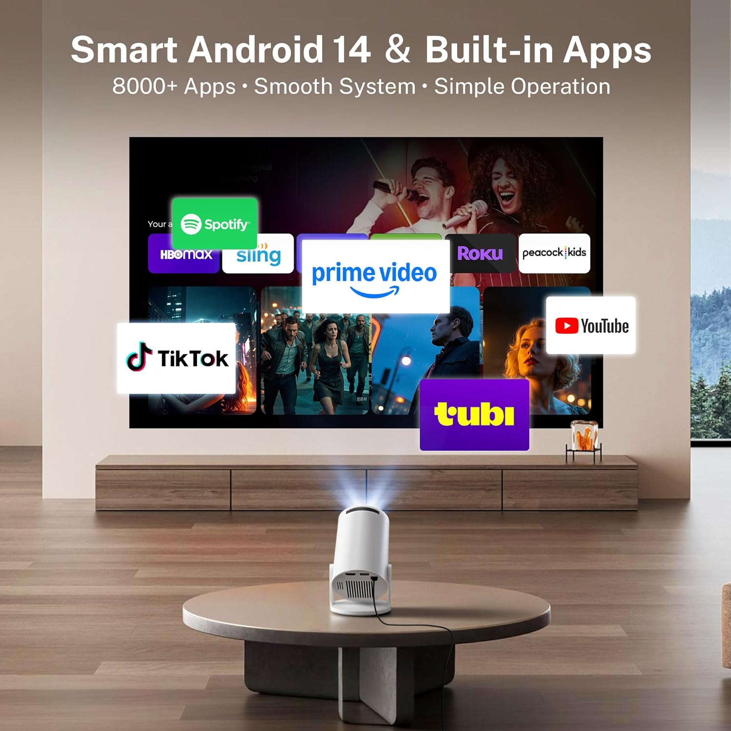 Mini Projector Android 14 OS 1 - Mini Projector Portable บทวิจารณ์และราคา
