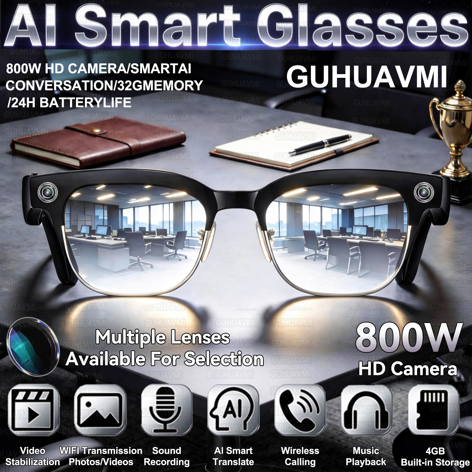 New HOT Business Smart Glasses - Action Camera 4K บทวิจารณ์และราคา