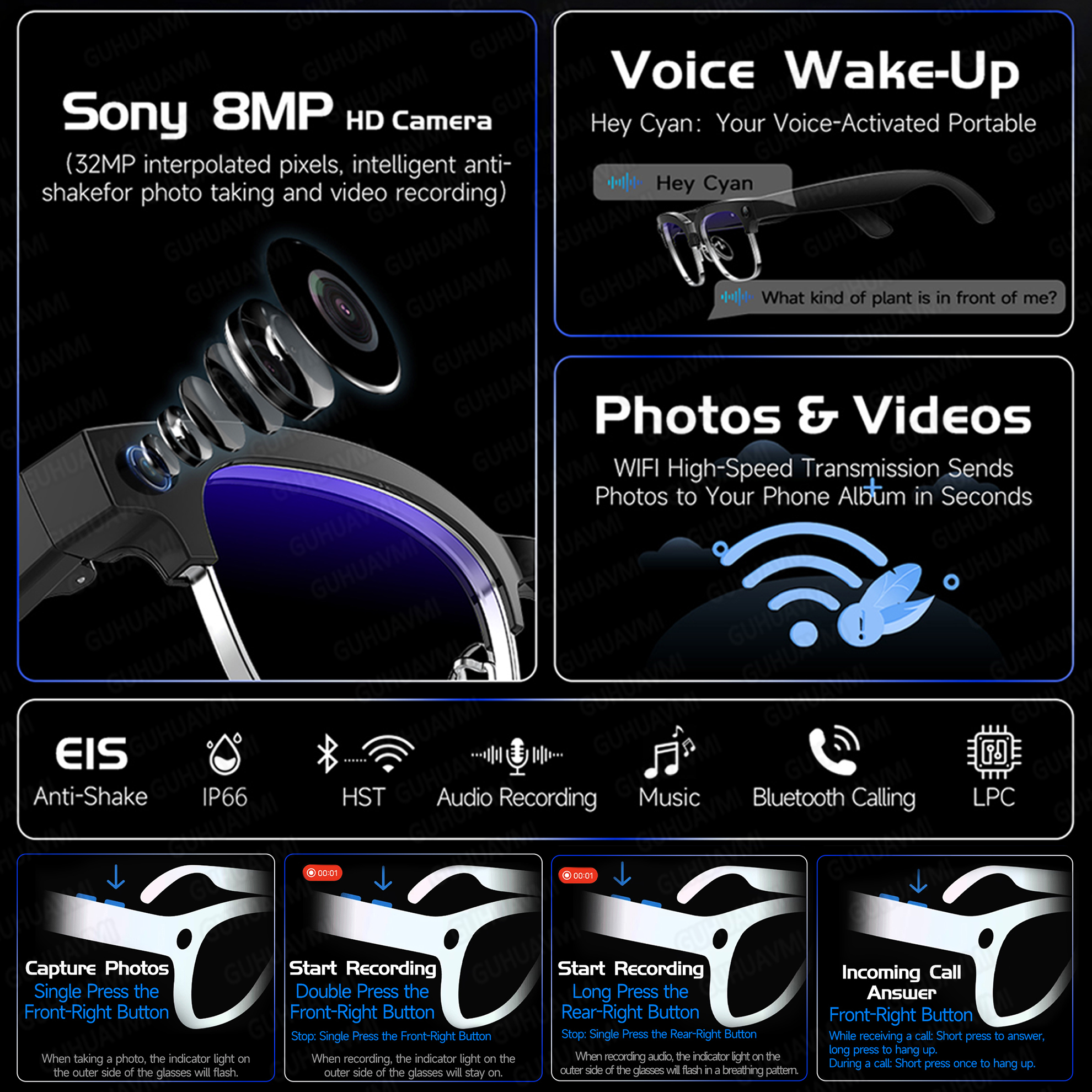New HOT Business Smart Glasses - Action Camera 4K บทวิจารณ์และราคา